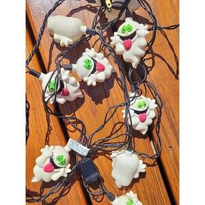 Easter Unlimited Ghosts String Lights Plastic Blow Mold Set of 10 Vtg Halloween